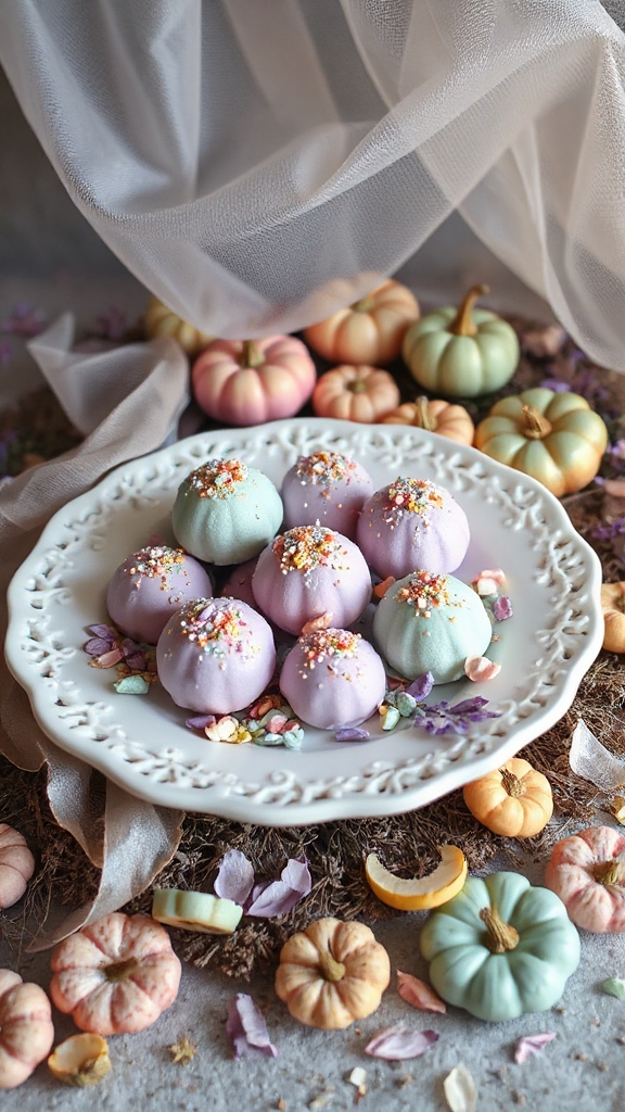 pumpkin truffles with pastel coating