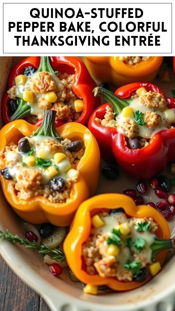Quinoa-Stuffed Pepper Bake, Colorful Thanksgiving Entrée