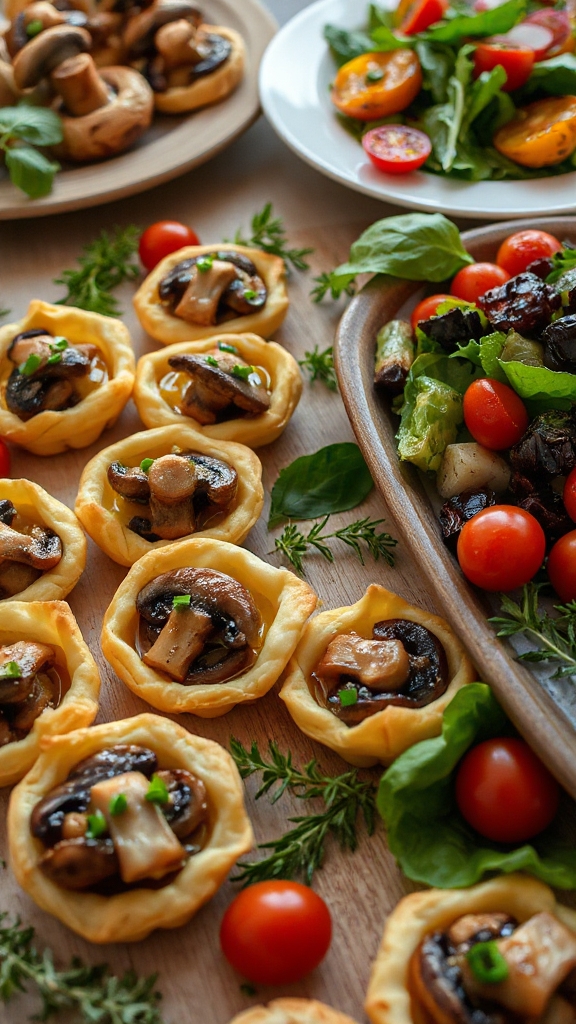 savory mushroom filled pastry shells