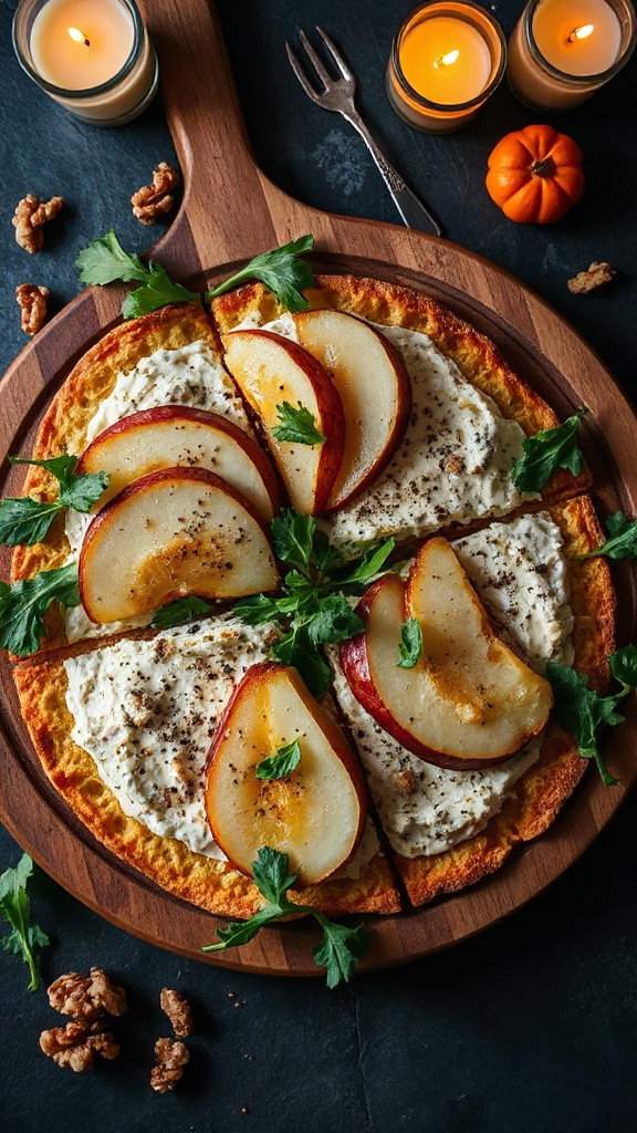 savory pear gorgonzola flatbreads