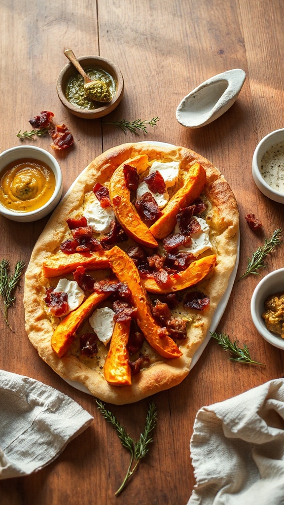 savory pumpkin bacon flatbread