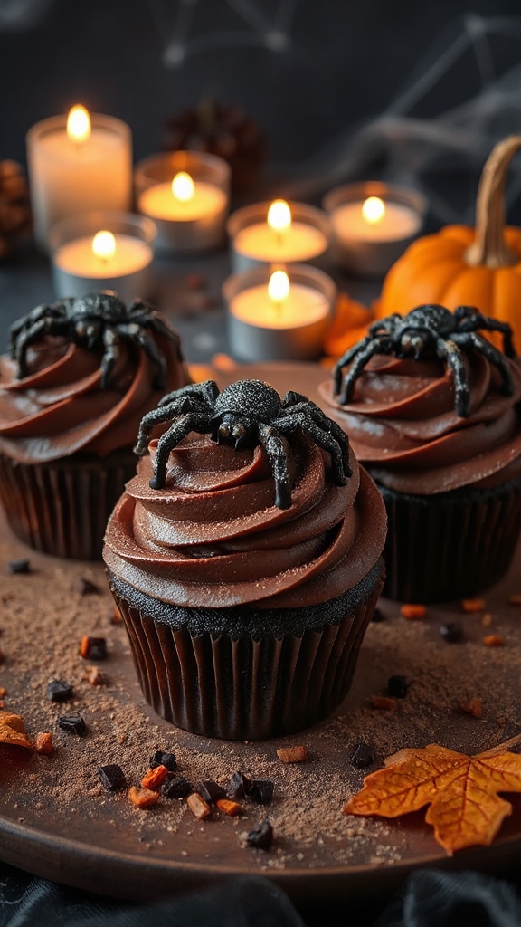 sinister spider chocolate cupcakes
