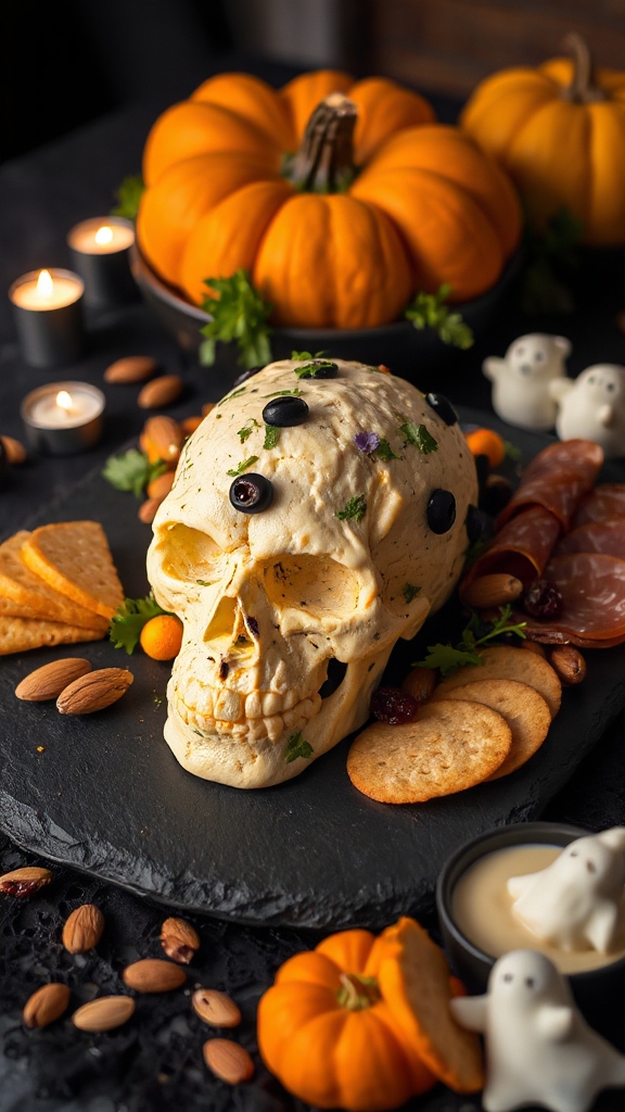 skull shaped cheese ball appetizer