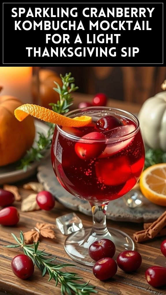 Sparkling Cranberry Kombucha Mocktail for a Light Thanksgiving Sip