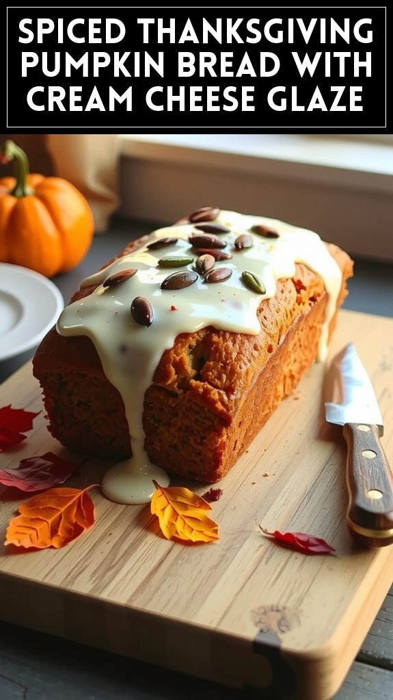 Spiced Thanksgiving Pumpkin Bread With Cream Cheese Glaze