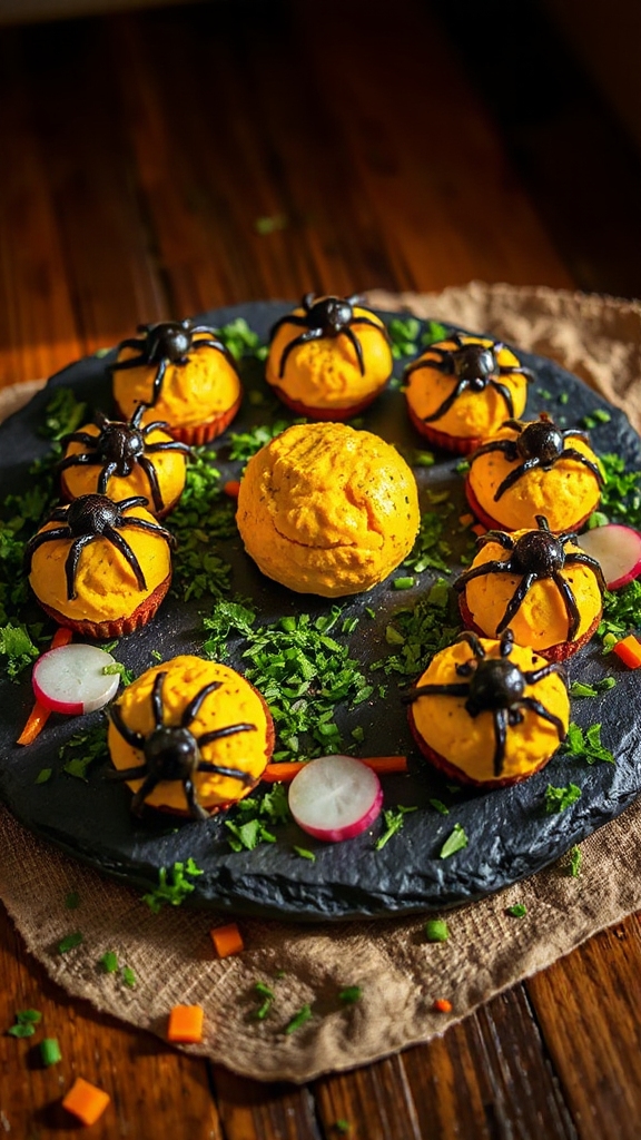 spider themed savory cheese balls