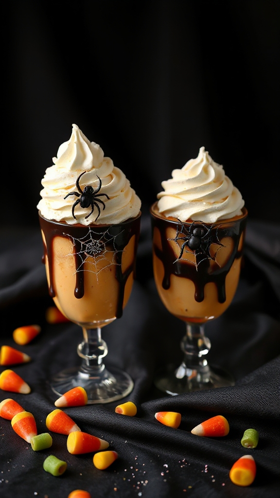 spider web cheesecake cups