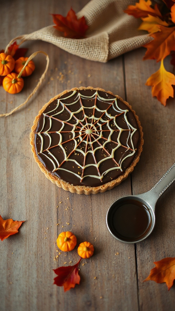 spider web chocolate tart