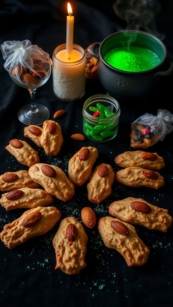 spooky almond shaped cookies