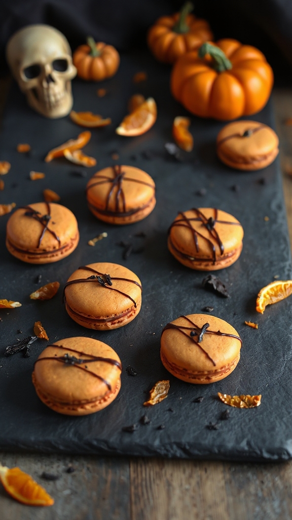 spooky blood orange macarons