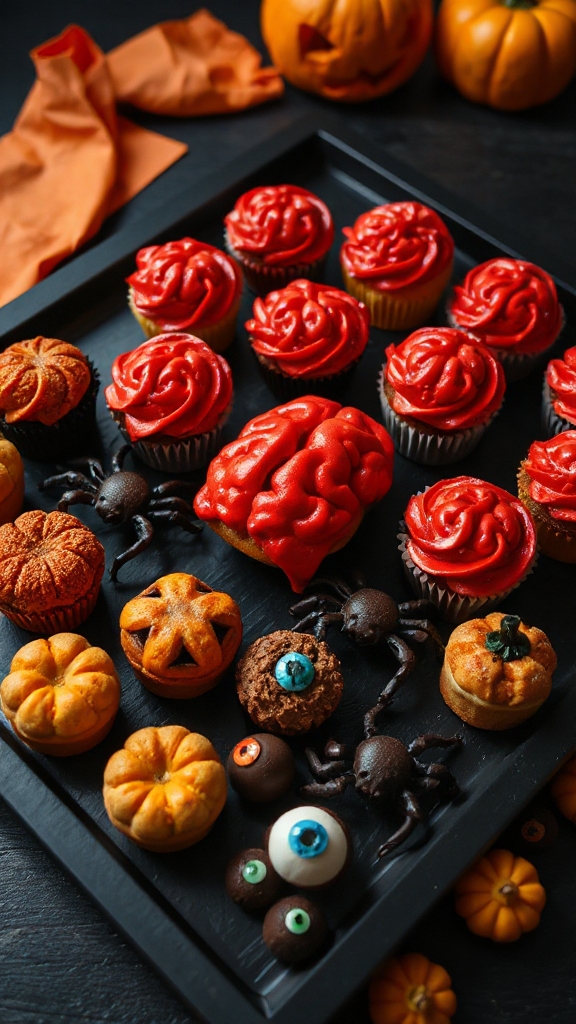 spooky brain themed cupcakes