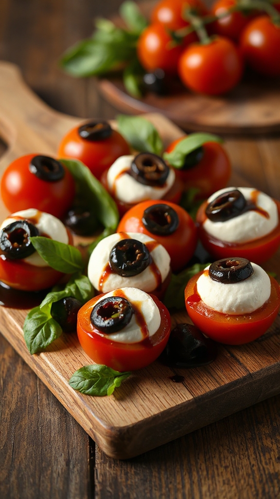 spooky caprese eyeball bites