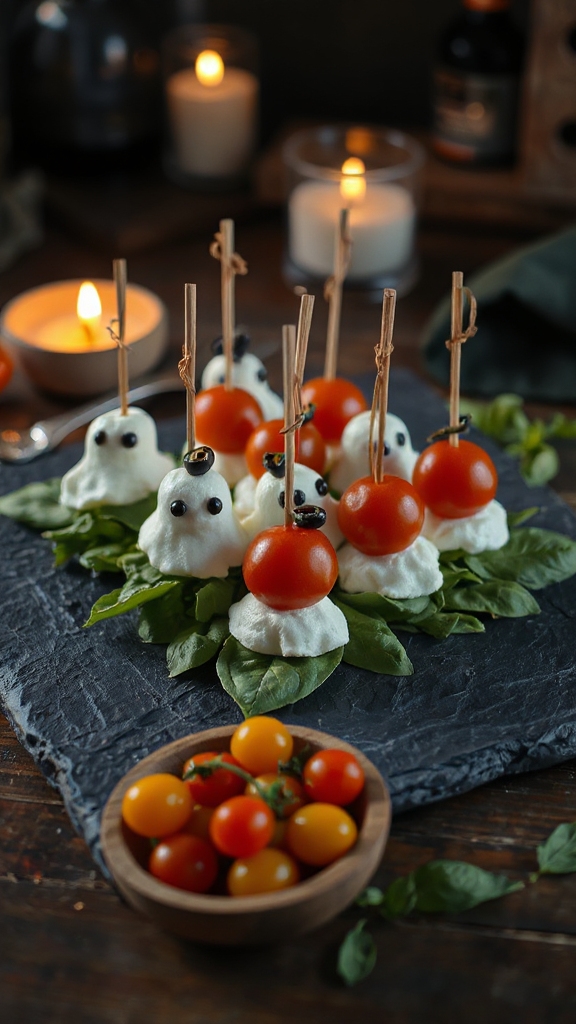 spooky caprese party appetizer