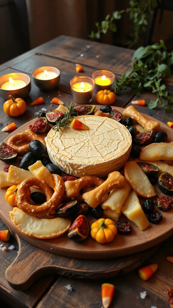 spooky cheese and pretzels