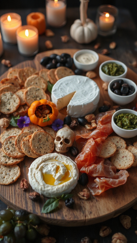 spooky cheese appetizer platter