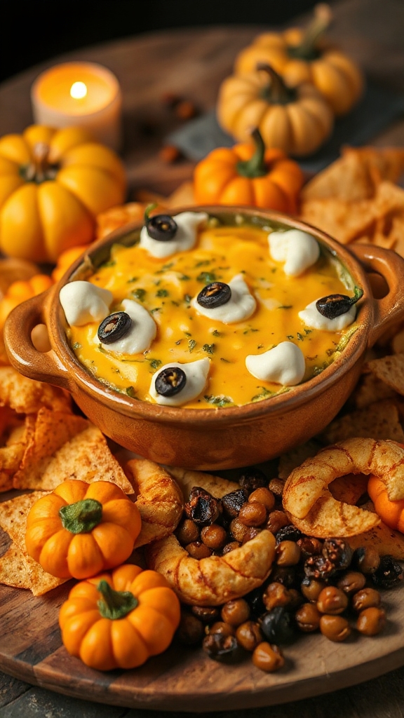 spooky cheesy spinach dip