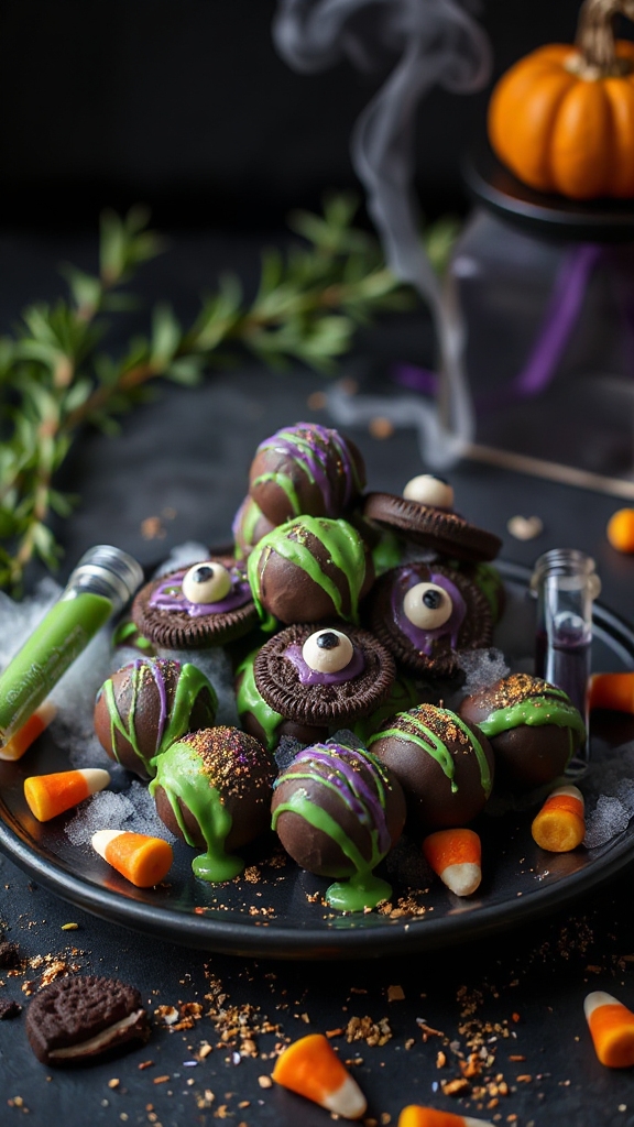 spooky chocolate mint truffles