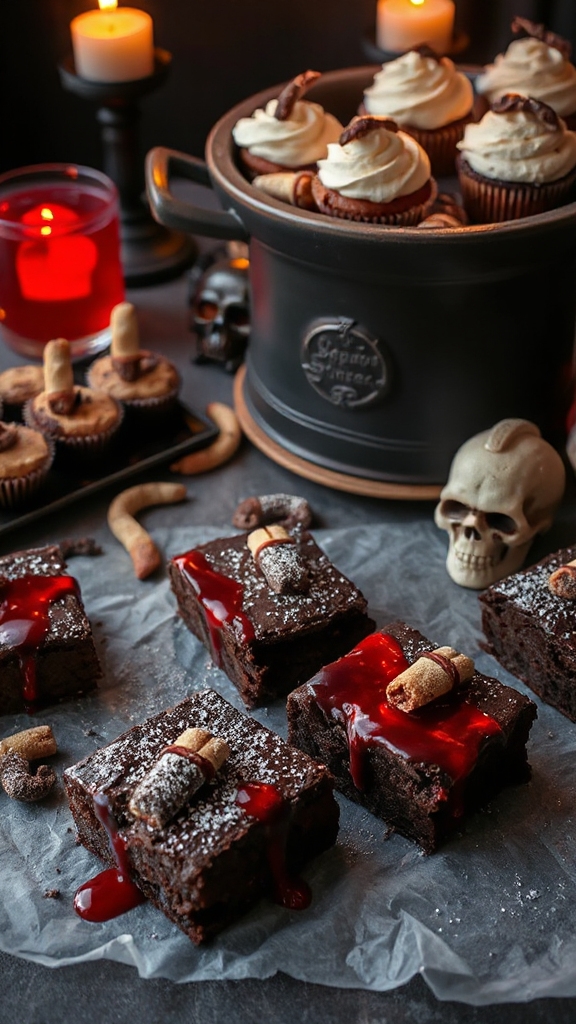 spooky chocolate raspberry brownies
