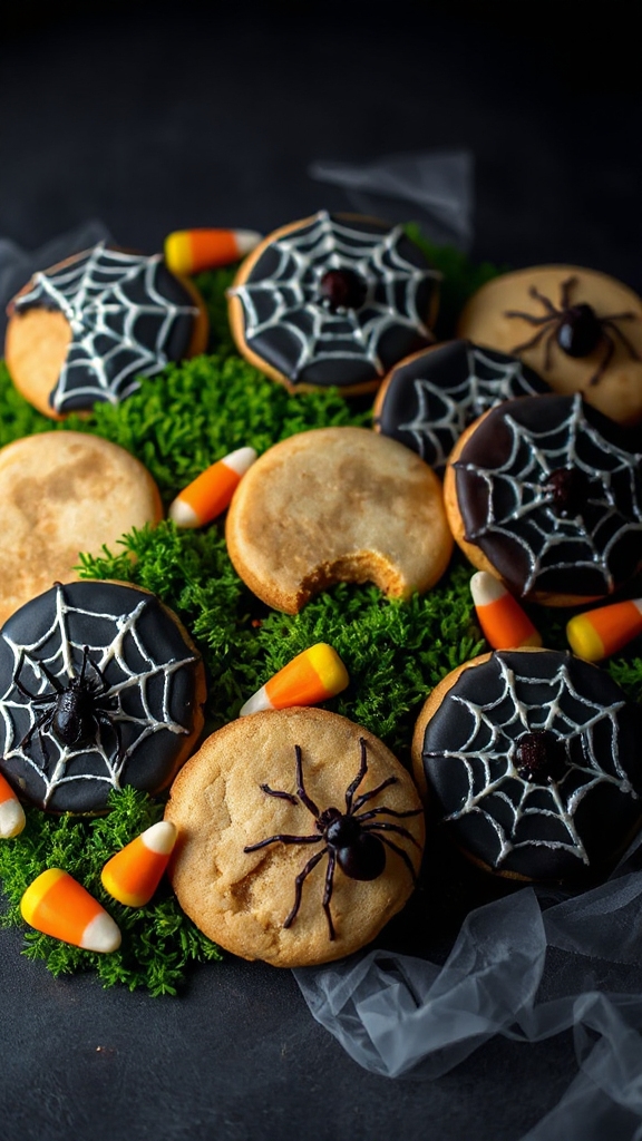 spooky chocolate spider cookies