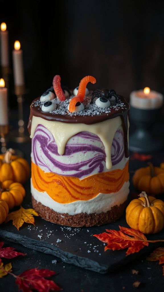 spooky colorful cheesecake layers