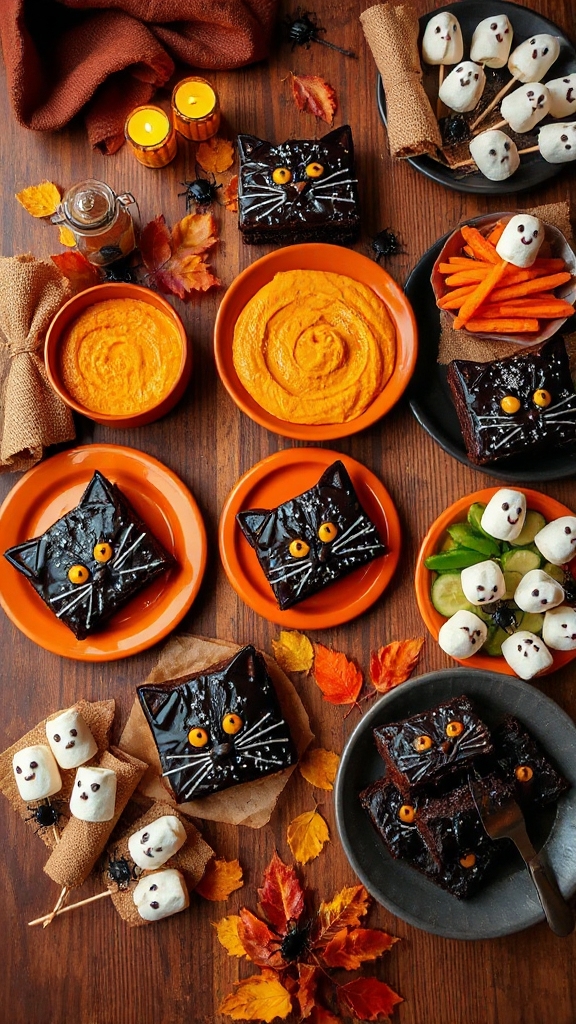 spooky decorated chocolate brownies