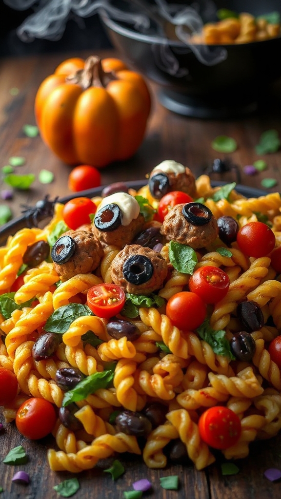 spooky eyeball pasta salad
