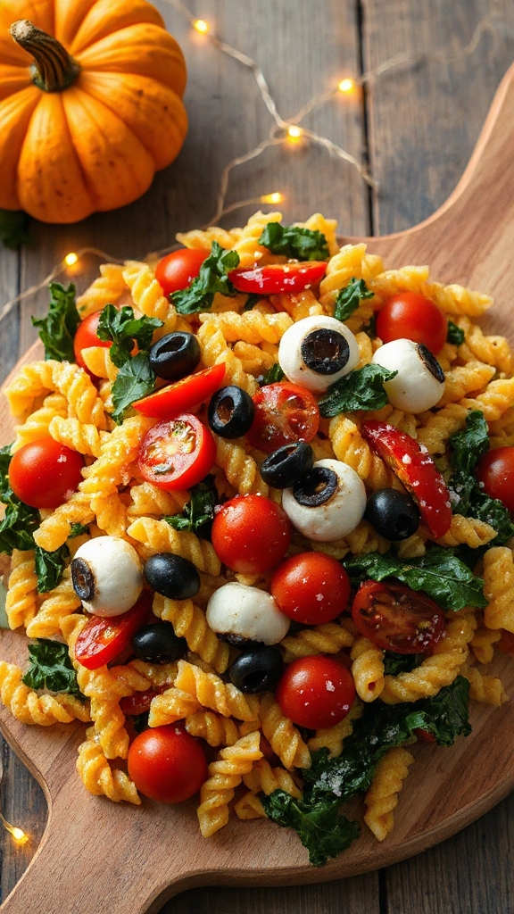 spooky eyeball pasta salad