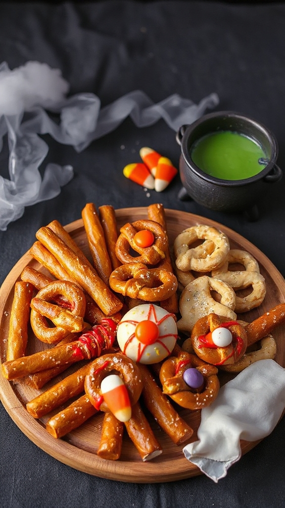 spooky eyeball pretzel snacks