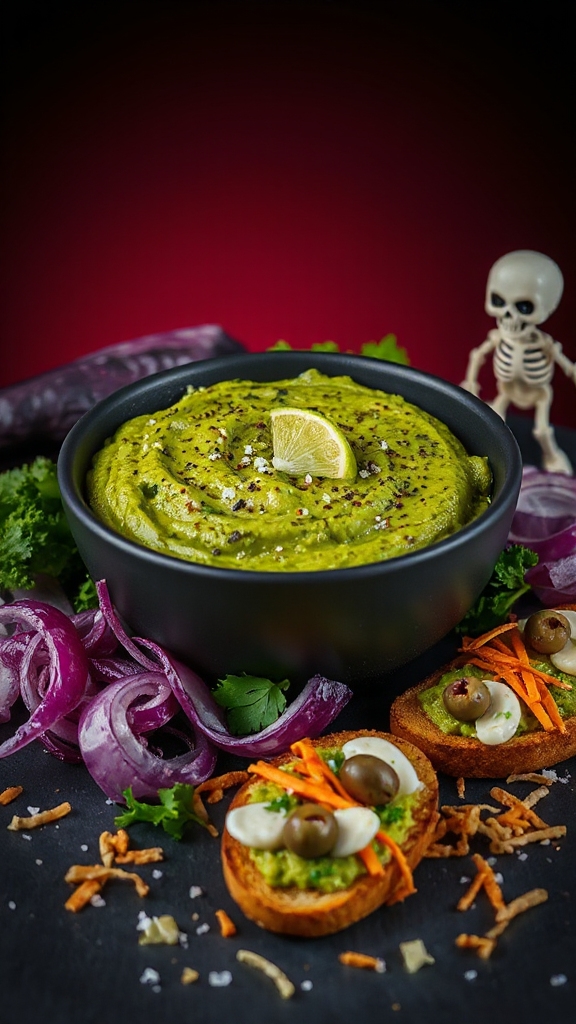 spooky festive avocado dip