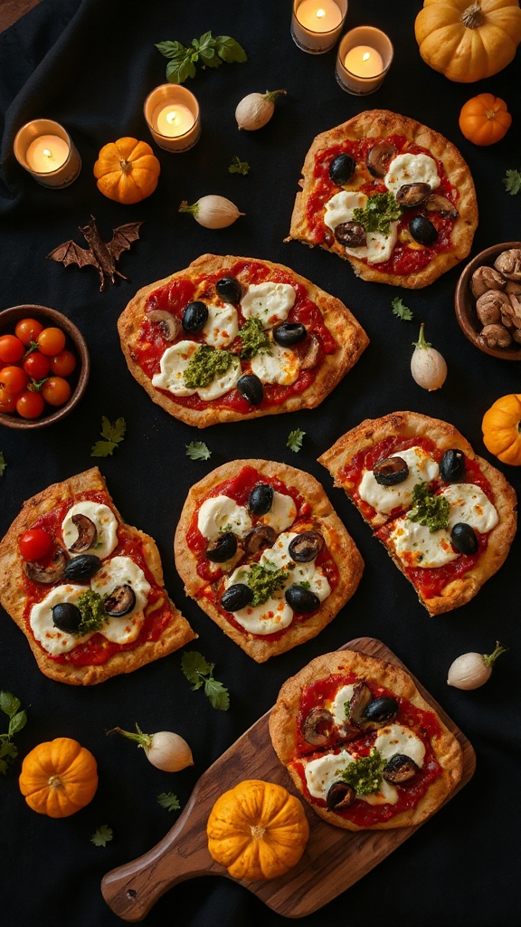 spooky flatbread halloween pizzas