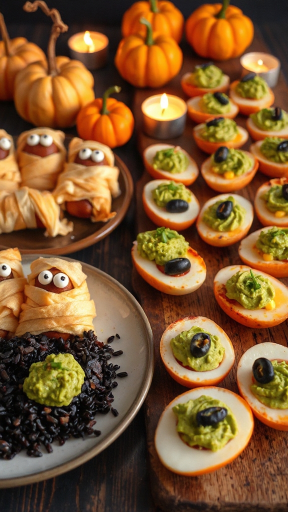 spooky green deviled eggs