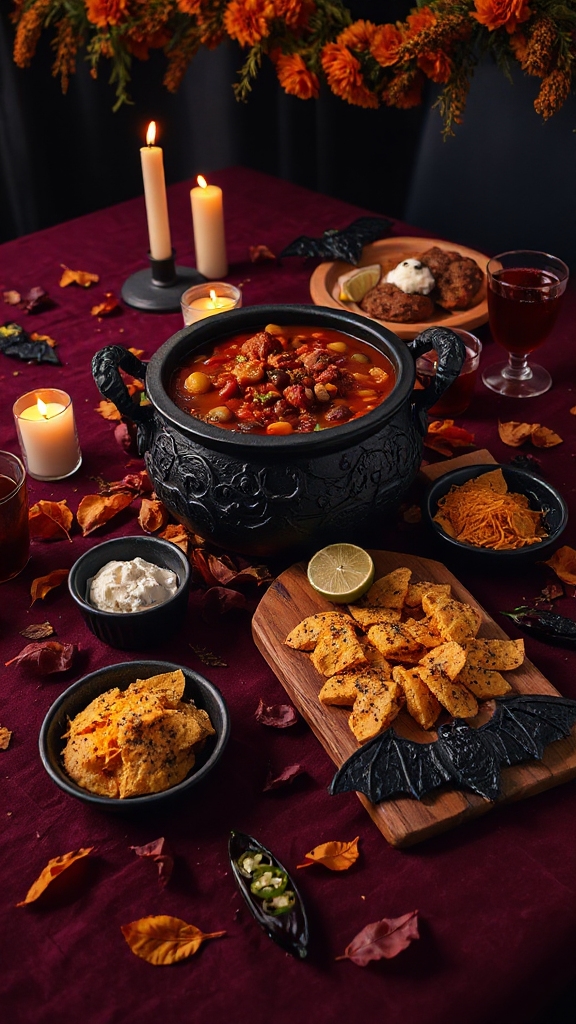 spooky halloween cauldron chili