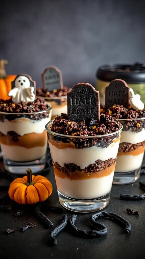 spooky halloween dessert cups