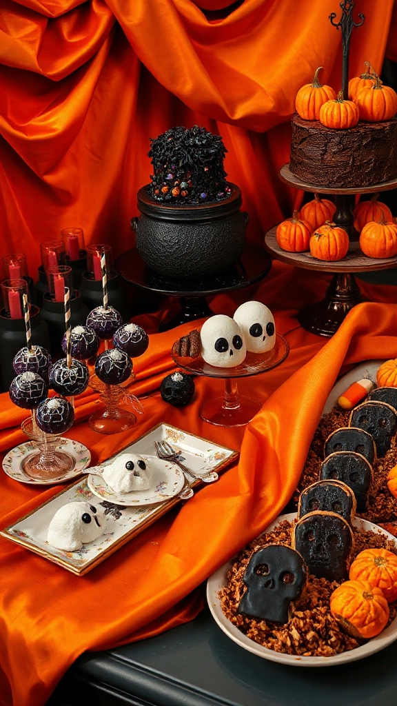 spooky halloween dessert table