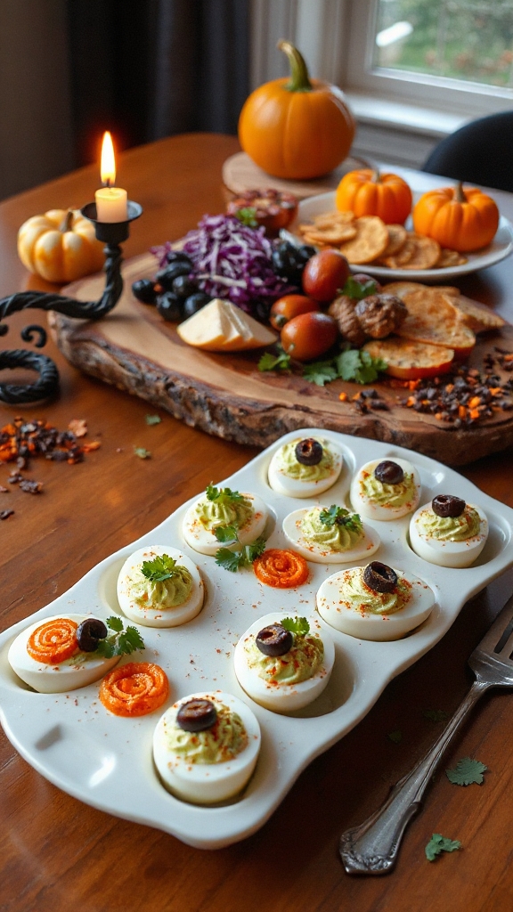 spooky halloween deviled eggs