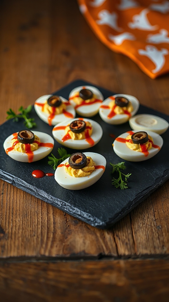 spooky halloween deviled eggs
