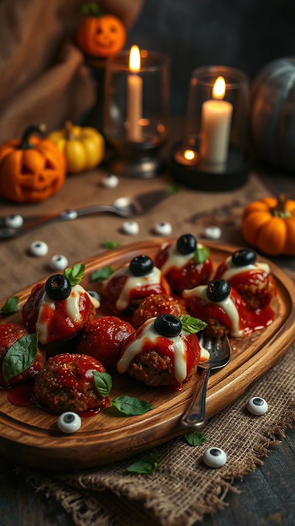 spooky halloween eyeball meatballs