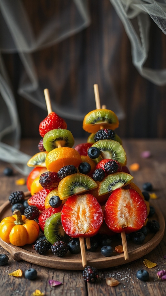 spooky halloween fruit skewers