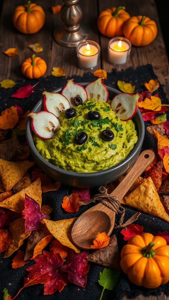 spooky halloween guacamole dip