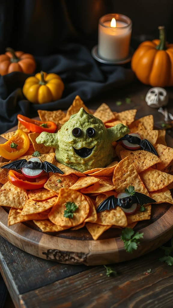 spooky halloween guacamole dip