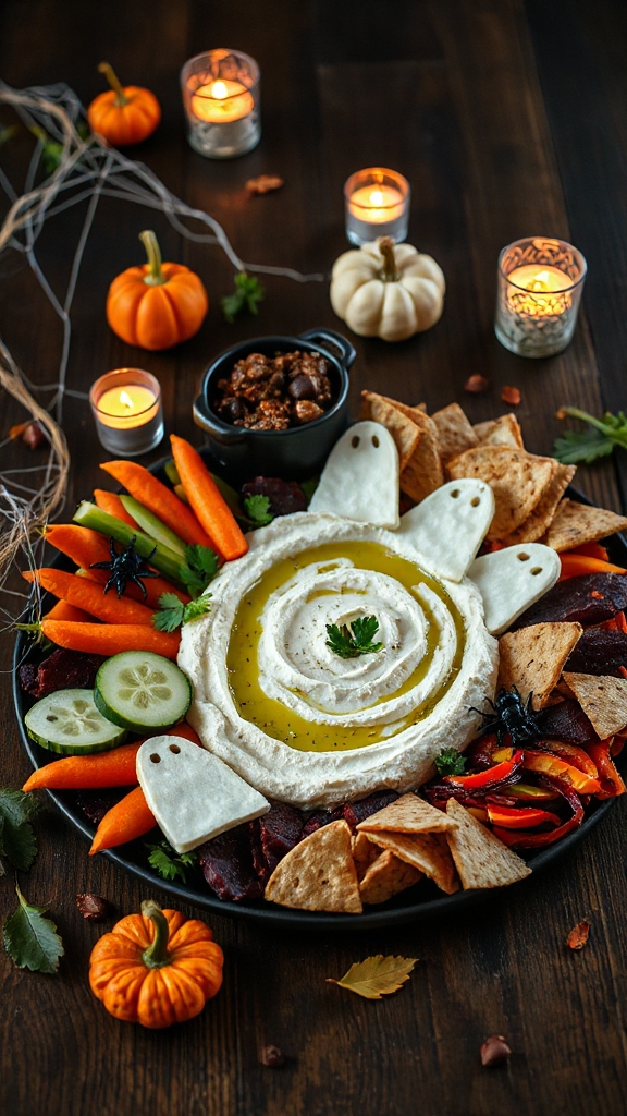 spooky halloween hummus platter