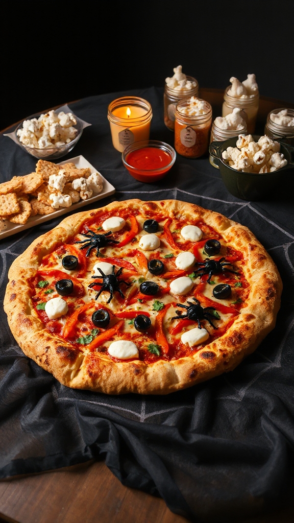 spooky halloween spider web pizza