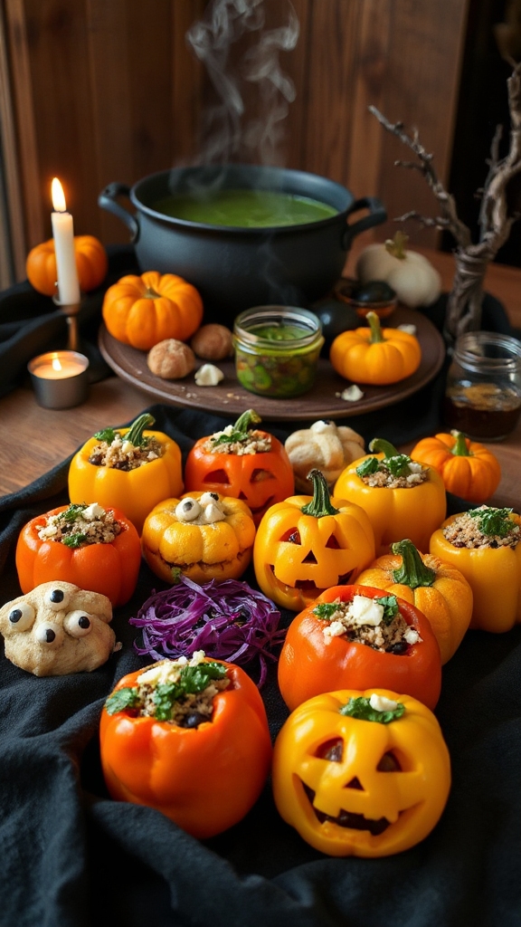 spooky halloween stuffed peppers