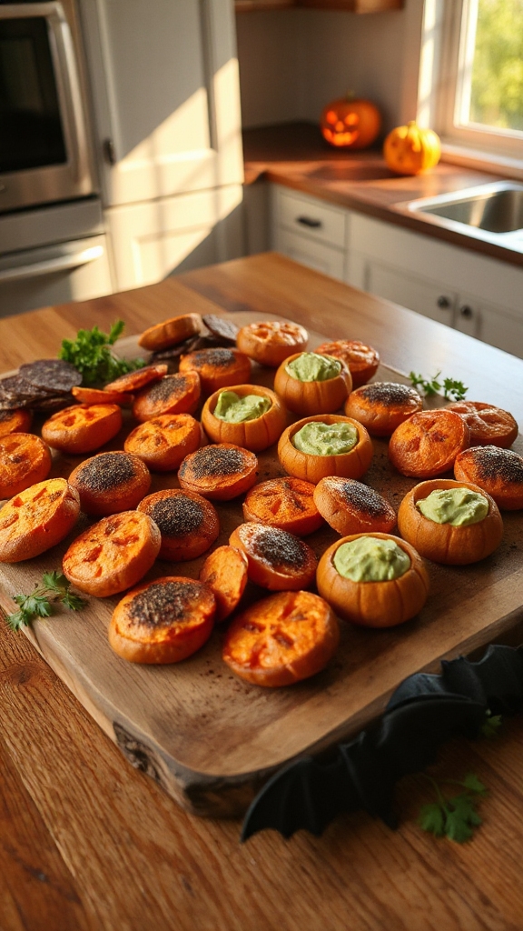 spooky halloween sweet potato bites