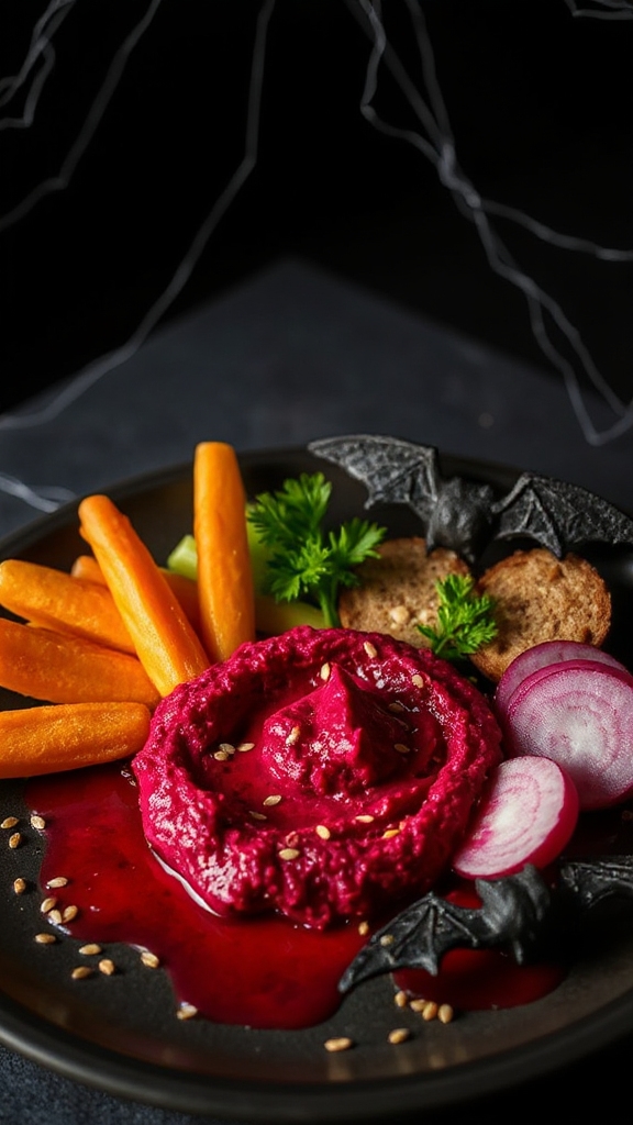 spooky healthy beetroot dip