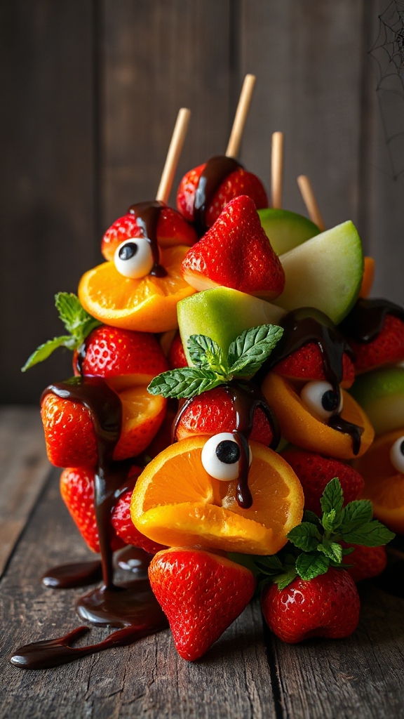 spooky healthy halloween skewers