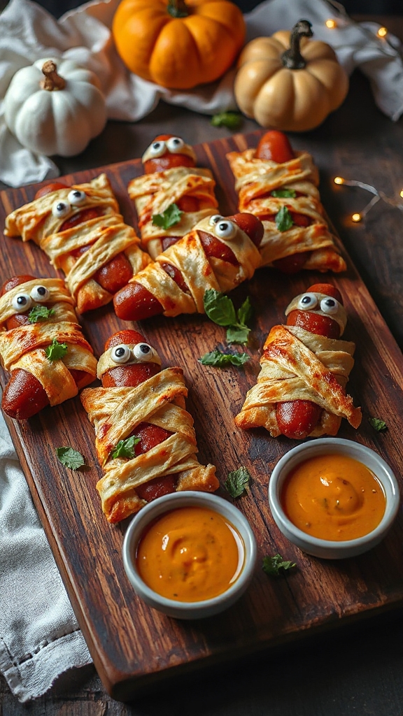 spooky hot dog mummies