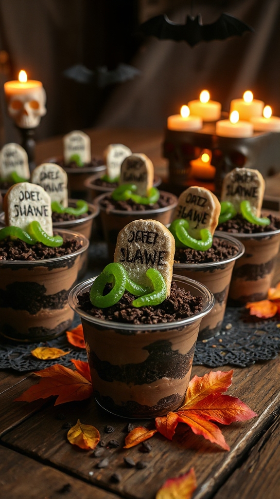 spooky layered chocolate dessert