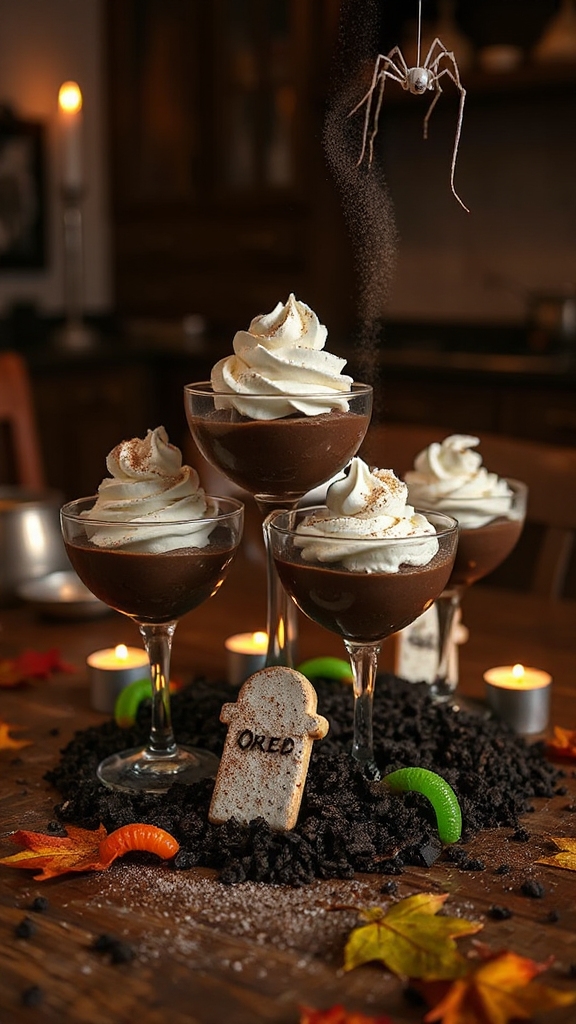 spooky layered dessert parfaits