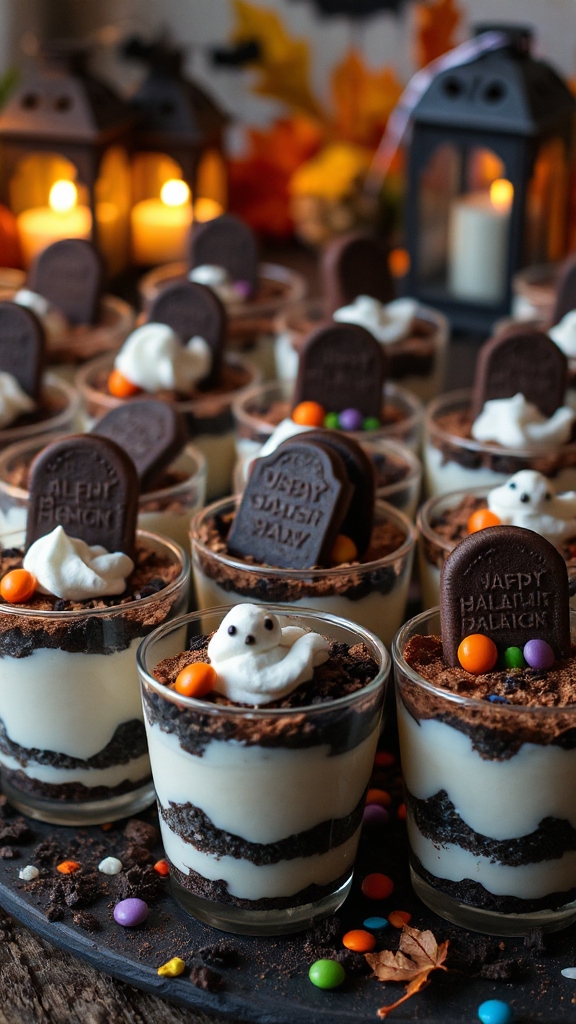 spooky layered vanilla dessert